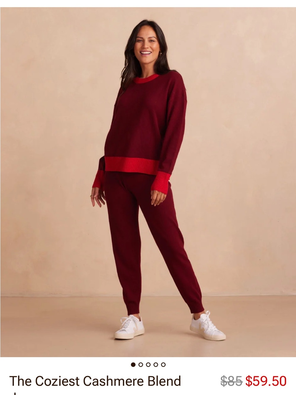 summersalt Burgundy Cashmere-Blend Joggers